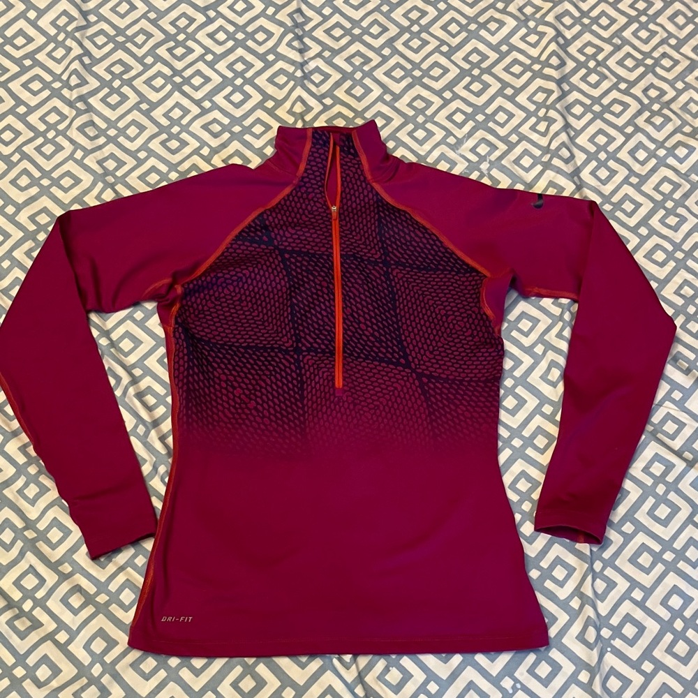 Nike Magenta and Black Dri-FIT Half-Zip Top